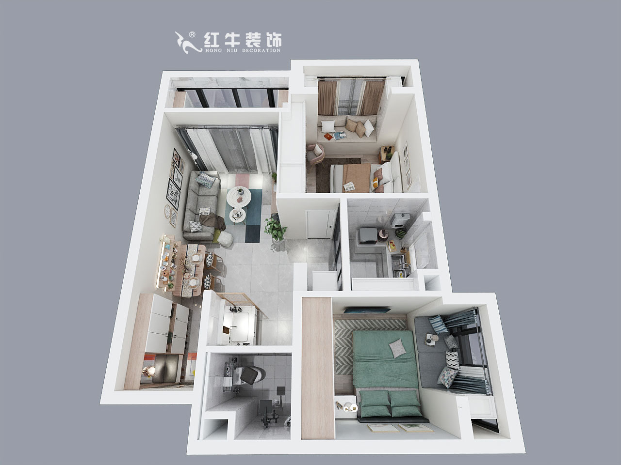 魏明花_明發(fā)財富中心B4-1517-60㎡-現(xiàn)代簡約風(fēng)格_鳥瞰圖+logo