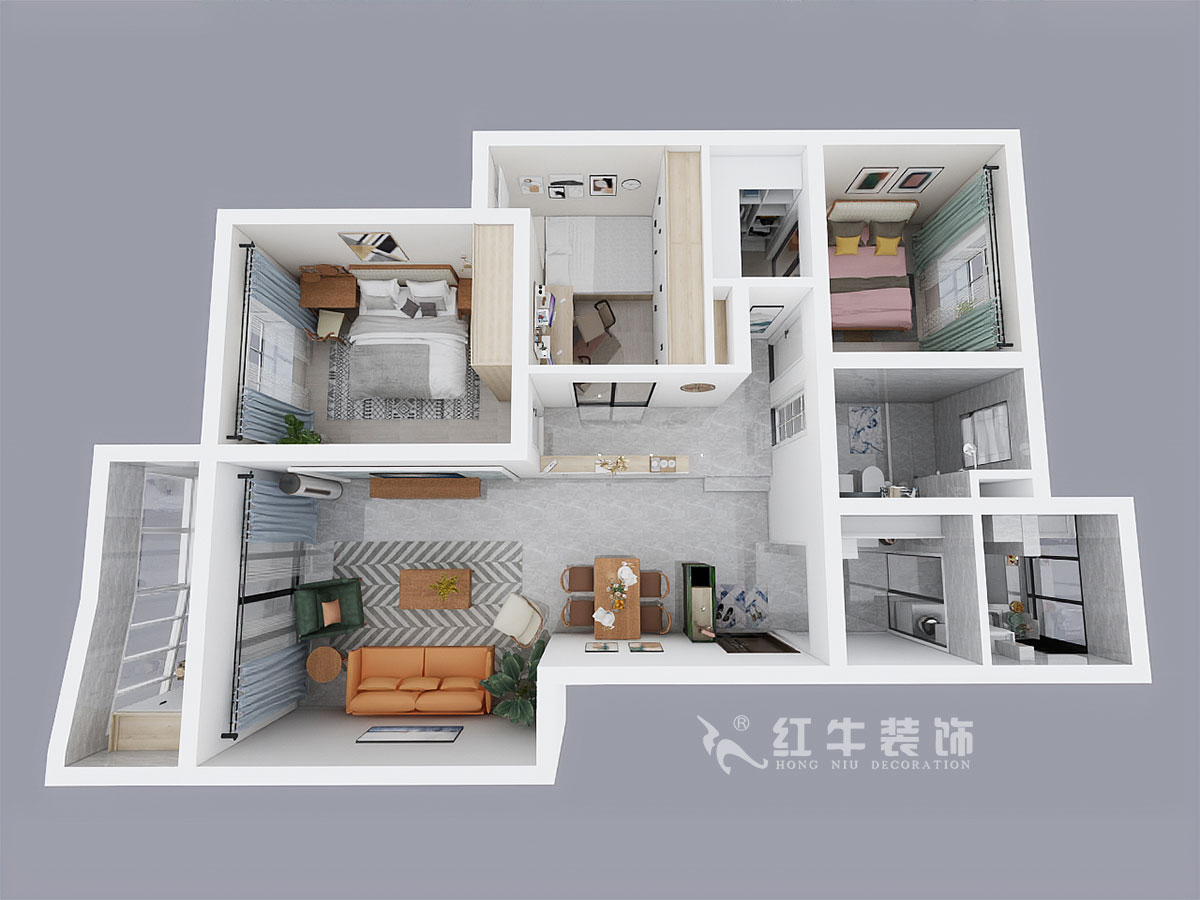 熊浩宇_惠紡園1-1-302-115㎡-現(xiàn)代簡(jiǎn)約風(fēng)格_3室2廳1衛(wèi)（老房翻新）_定制家￥128340_全包12萬(wàn)00_04鳥瞰圖