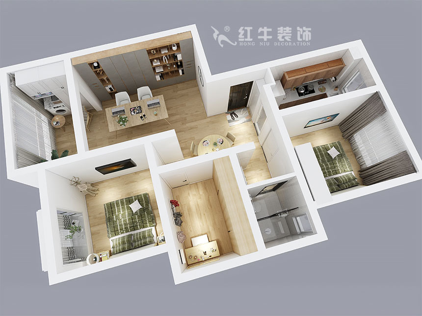 魏利利_津橋華府82㎡現(xiàn)代簡約｜顛覆傳統(tǒng)客廳，即是休閑書吧又是影院03鳥瞰圖