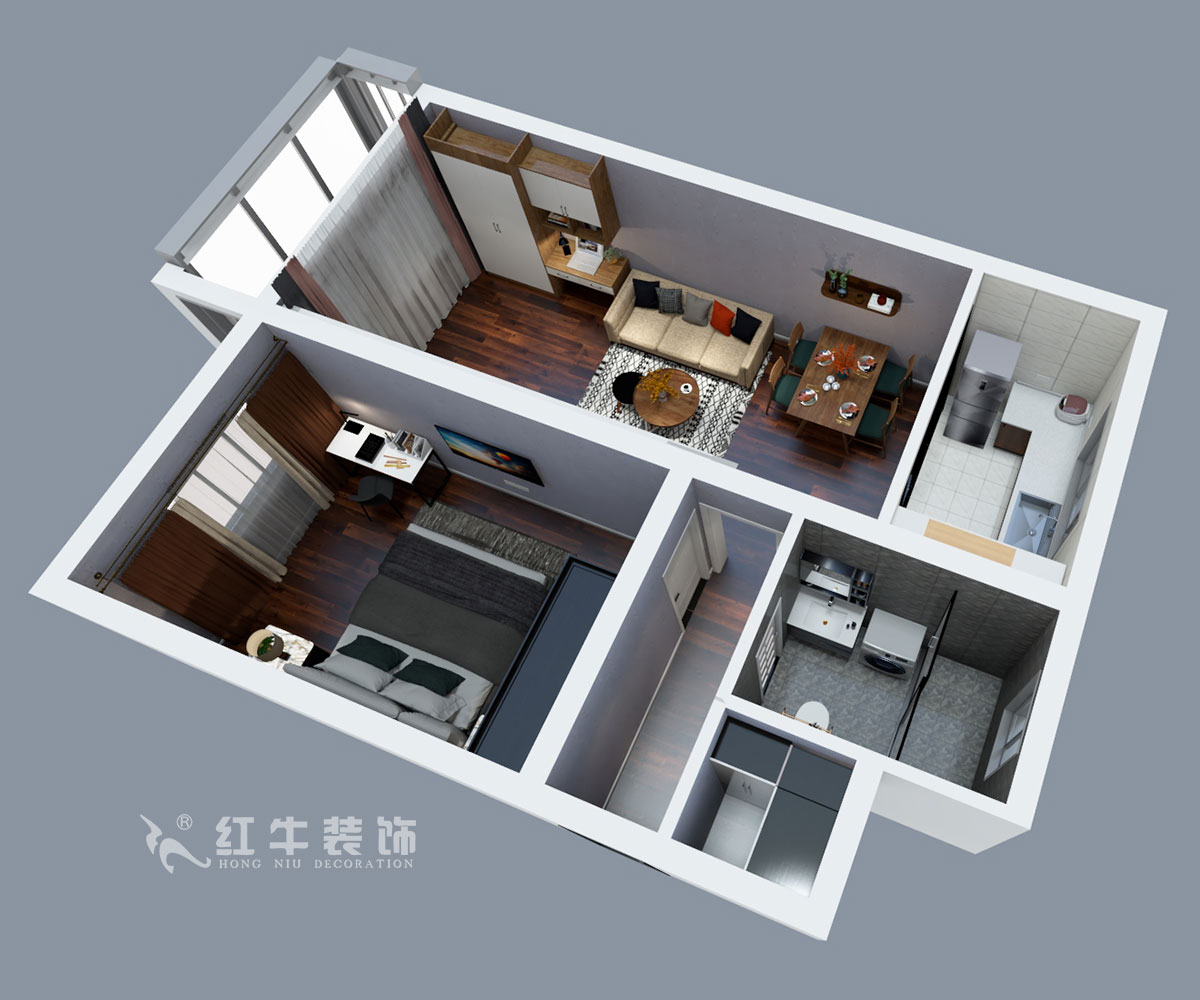 劉曉芳｜長(zhǎng)白街2號(hào)1-506-64㎡-現(xiàn)代風(fēng)格｜2室2廳1衛(wèi)｜老房裝修｜定制家￥105600｜全包10