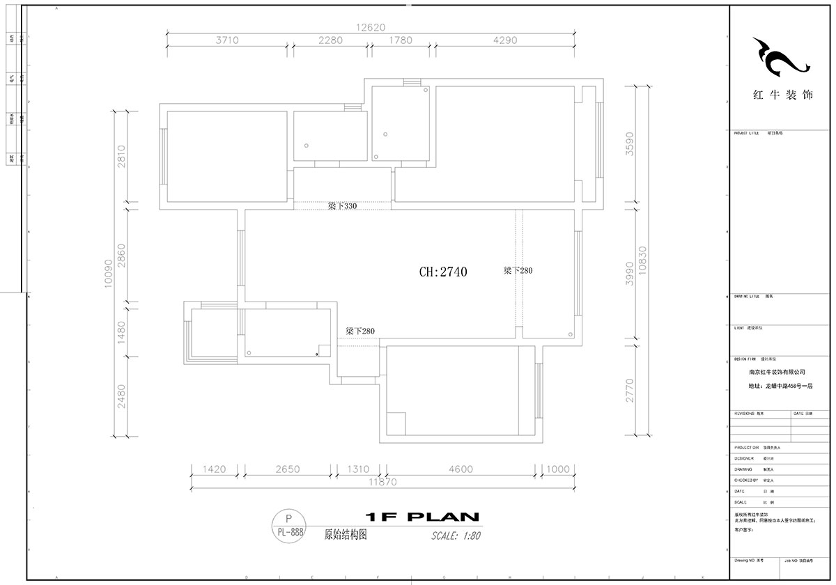 【實景案例】高靈慧｜弘陽時光印象1-201-115㎡-現(xiàn)代風格｜3室2廳2衛(wèi)｜定制家￥154784｜全包15萬｜00_01原始結構圖