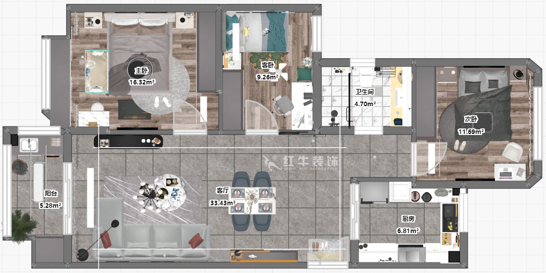 高靈慧｜楓情水岸15-904-112㎡-北歐風格｜3室1廳1衛(wèi)｜新房裝修｜定制家￥153000｜全包15