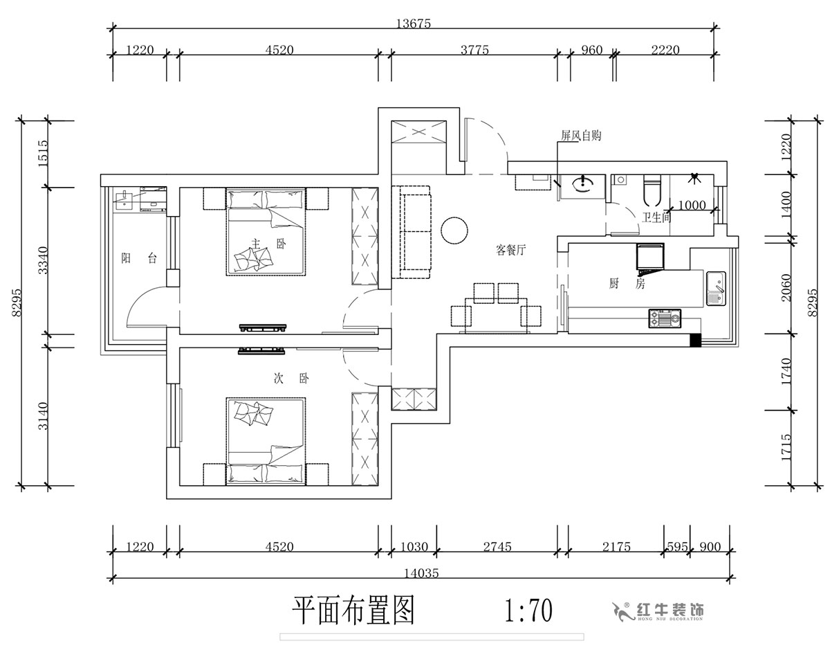 蒋琛｜安泰村21-401-80㎡-现代简约风格｜2室1厅1卫｜旧房装修｜定制家￥126767｜全包12万｜00_02平面布置图