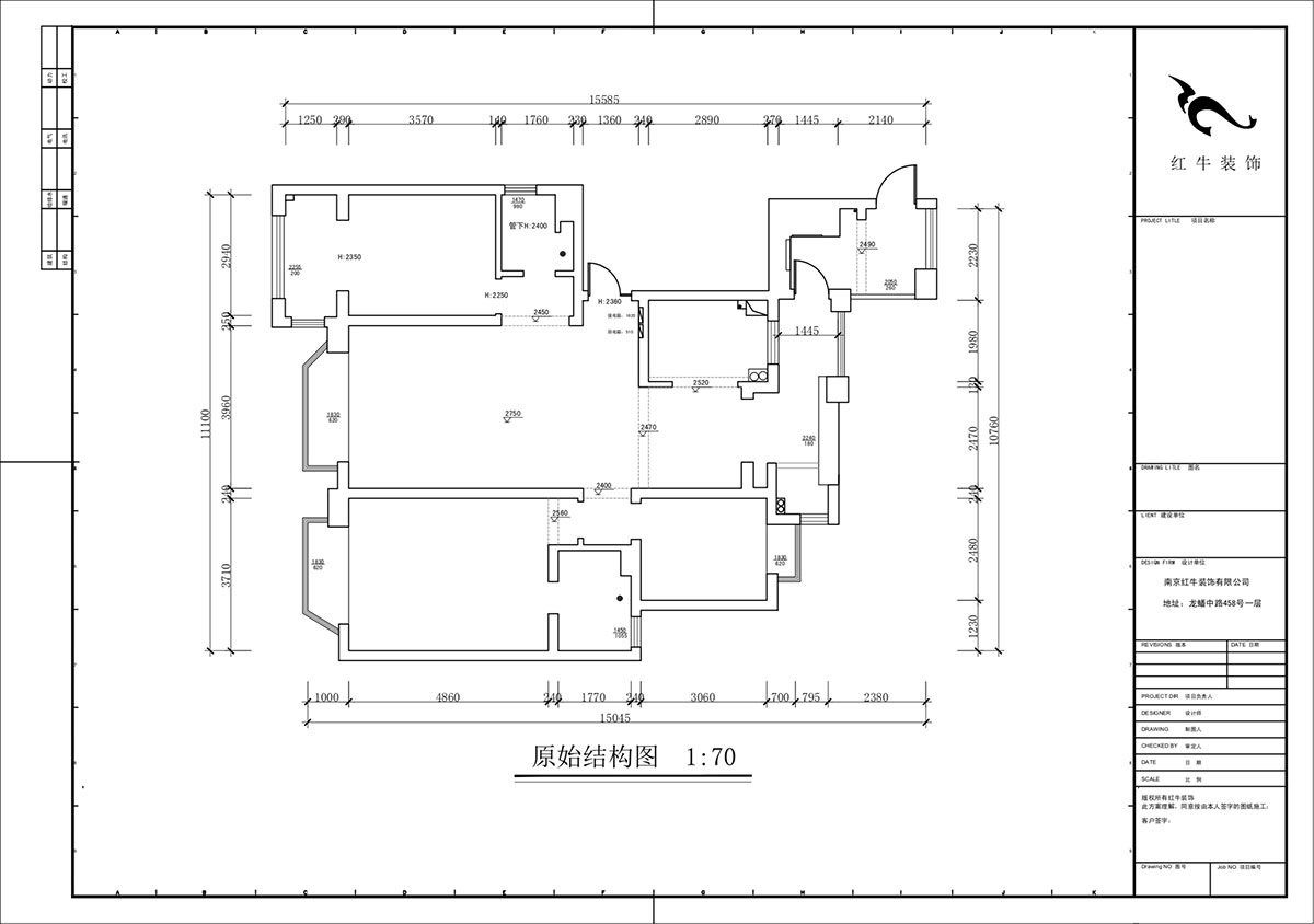 蔣琛｜御江金城11-3-2206-140㎡-法式奶油風(fēng)格｜3室2廳2衛(wèi)｜新房裝修｜定制家｜全包23萬｜00_01原始結(jié)構(gòu)圖