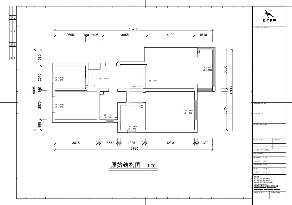 蔣?。自蒲啪?1-202-88㎡-現(xiàn)代簡約風格｜3室2廳1衛(wèi)｜新房裝修｜定制家｜全包11萬｜00_01原始結構圖